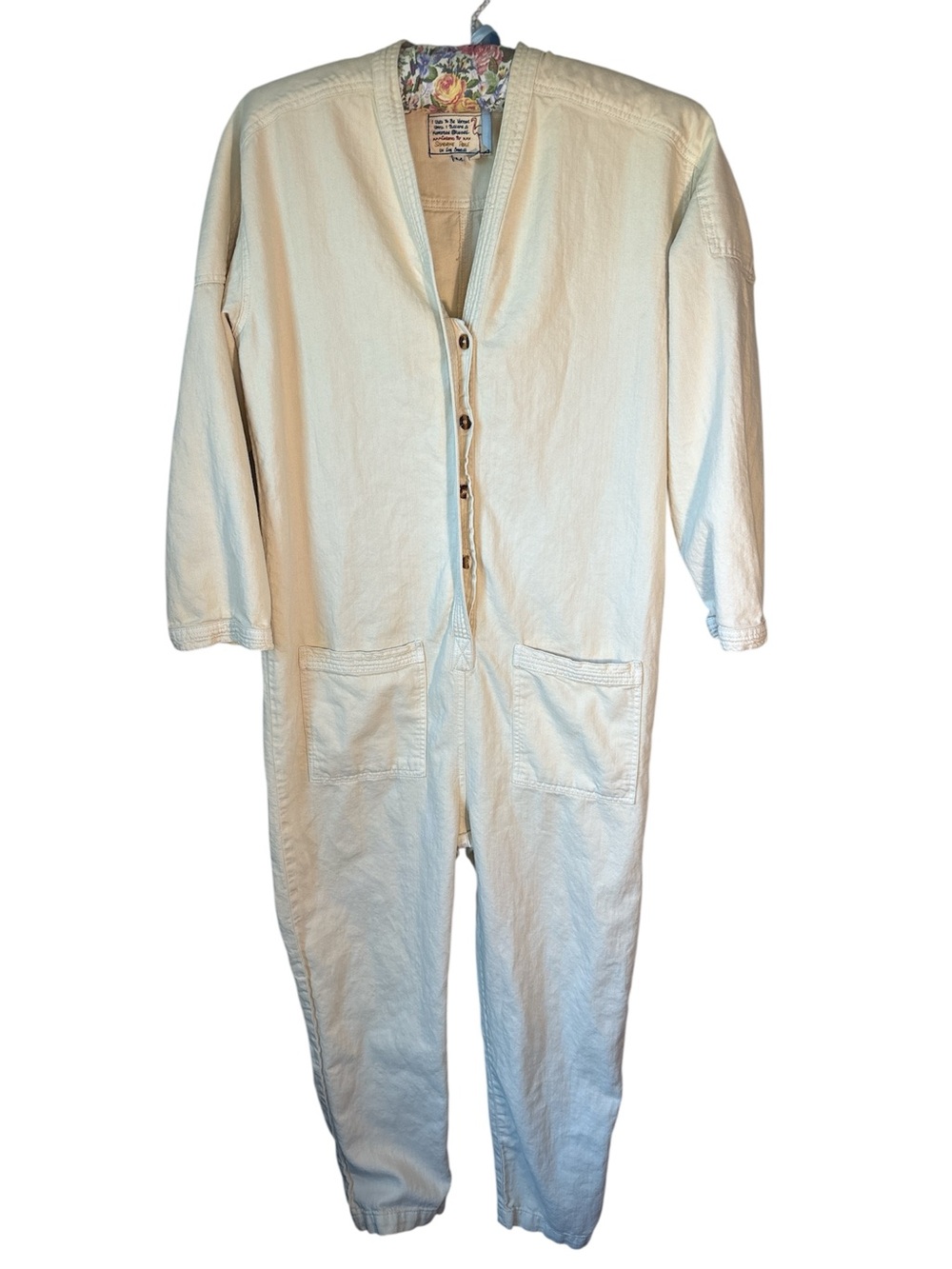 Sandrine Rose x Free People Women's JUMPSUIT Medium Boho Coverall cotton linen